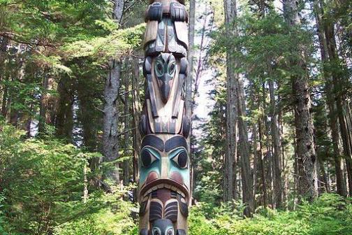 a column in the middle of a forest